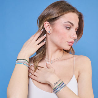 Bracciale argento rodiato tennis e zirconi turchese milk mm 3,0