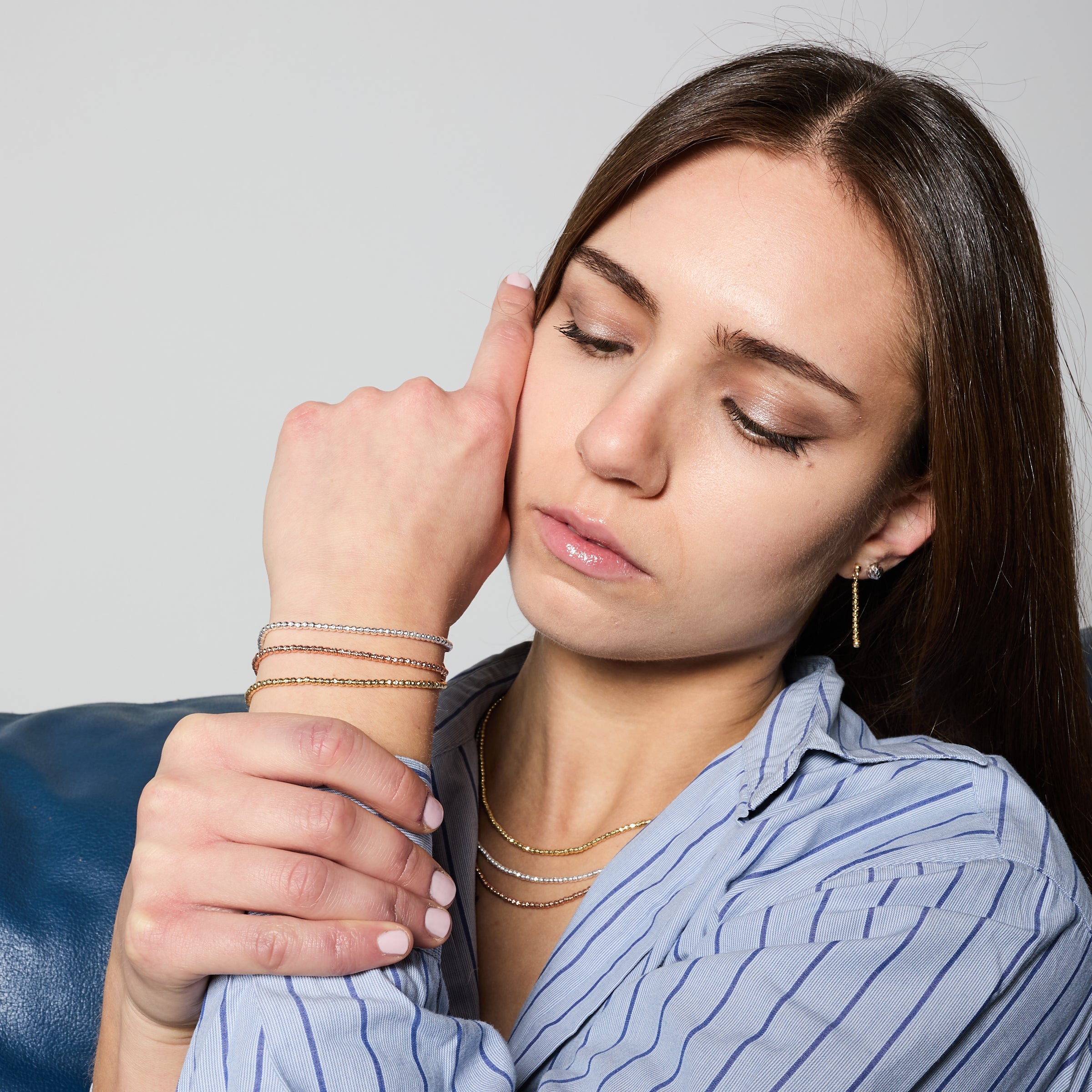 Testurizzati Cuori E Baci Bracciale 14K Tri-Colore Placcata Oro Argento 925 - Foto 2