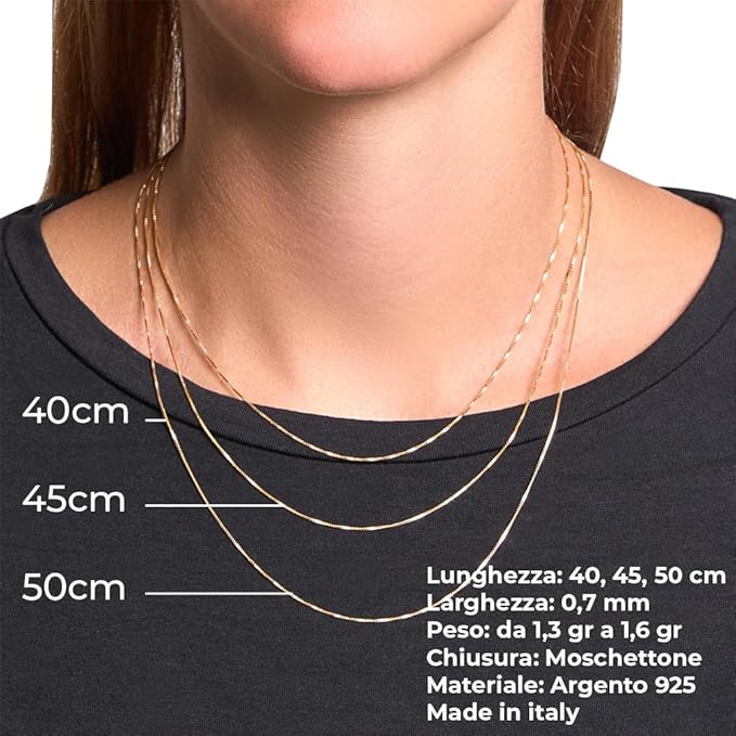 Catenina maglia pop corn placcata oro giallo in argento 925 (60 cm Catenina maglia pop corn placcata oro giallo in argento 925 (60 cm