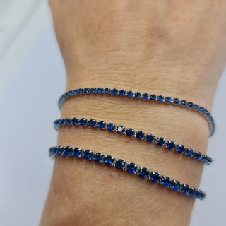 BRACCIALE ACCIAIO TENNIS E ZIRCONI BLU MM 2,50