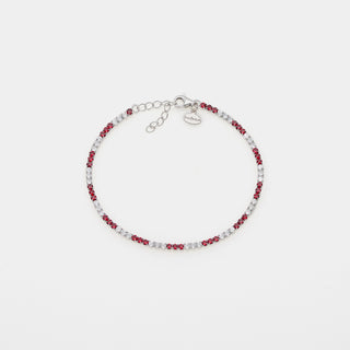 Bracciale argento rodiato tennis e zirconi rossi e bianchi mm 2,0