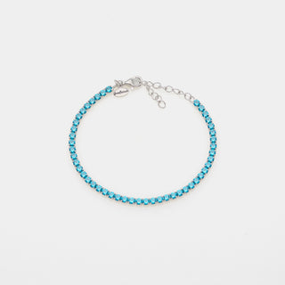 Bracciale argento rodiato tennis e zirconi celesti mm 3,0