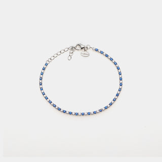 Bracciale argento rodiato tennis e zirconi blu e bianchi mm 2,0