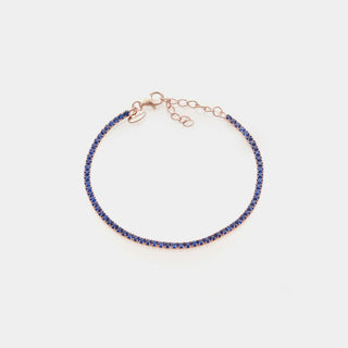 Bracciale argento rosato tennis e zirconi blu mm 2,0