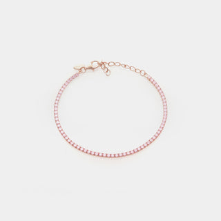 Bracciale argento rosato tennis e zirconi rosa chiaro mm 2,0