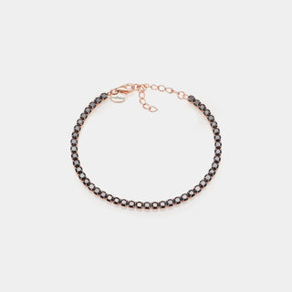 Bracciale argento rosato tennis e zirconi neri mm 3,0