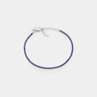 Bracciale argento rodiato tennis e zirconi blu mm 2,0