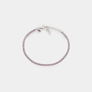 Bracciale argento rodiato tennis e zirconi viola chiaro mm 2,0