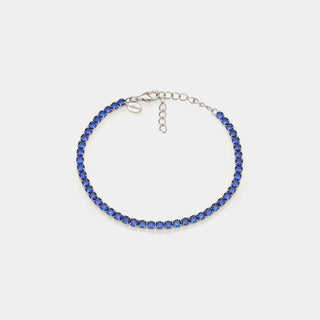 Bracciale argento rodiato tennis e zirconi blu mm 3,0