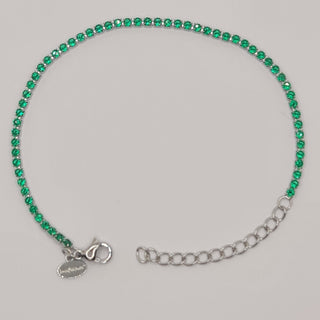 BRACCIALE ACCIAIO TENNIS E ZIRCONI VERDI MM 2,00