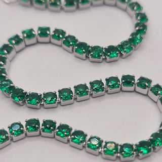 BRACCIALE ACCIAIO TENNIS E ZIRCONI VERDI MM 2,00