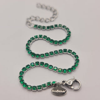 BRACCIALE ACCIAIO TENNIS E ZIRCONI VERDI MM 2,00