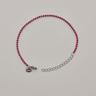 BRACCIALE ACCIAIO TENNIS E ZIRCONI ROSSI MM 2,00