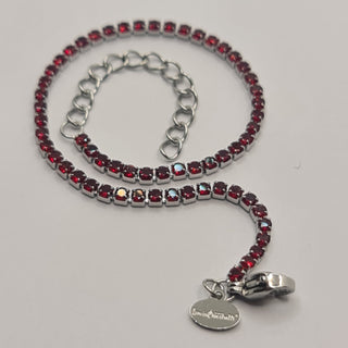 BRACCIALE ACCIAIO TENNIS E ZIRCONI ROSSI MM 2,00