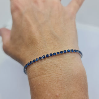 BRACCIALE ACCIAIO TENNIS E ZIRCONI BLU MM 2,50