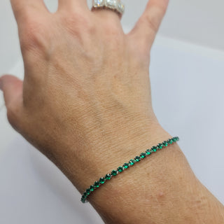 BRACCIALE ACCIAIO TENNIS E ZIRCONI VERDI MM 2,50
