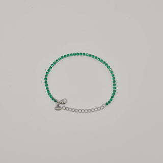 BRACCIALE ACCIAIO TENNIS E ZIRCONI VERDI MM 2,50
