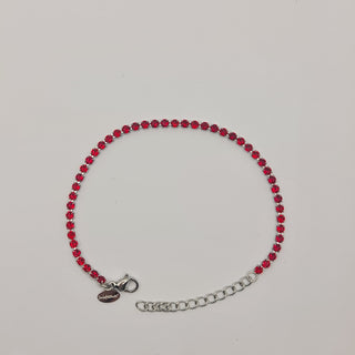BRACCIALE ACCIAIO TENNIS E ZIRCONI ROSSI MM 2,50