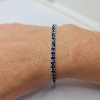 BRACCIALE ACCIAIO TENNIS E ZIRCONI BLU MM 3,00