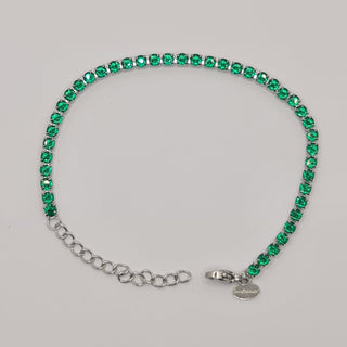 BRACCIALE ACCIAIO TENNIS E ZIRCONI VERDI MM 3,00