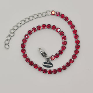 BRACCIALE ACCIAIO TENNIS E ZIRCONI ROSSI MM 3,00