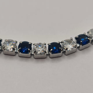 BRACCIALE ACCIAIO TENNIS E ZIRCONI BIANCHI E BLU MM 3,00 CHIUSURA A SCORRERE