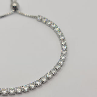 BRACCIALE ACCIAIO TENNIS E ZIRCONI BIANCHI MM 3,00 CHIUSURA A SCORRERE