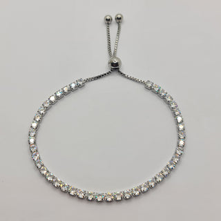 BRACCIALE ACCIAIO TENNIS E ZIRCONI BIANCHI MM 3,00 CHIUSURA A SCORRERE