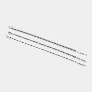 Bracciale acciaio maglia veneta stondata sezione fina 2 mm lunghezza 18 cm + 3 allungo