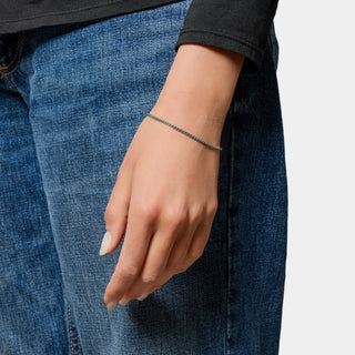 Bracciale acciaio maglia veneta stondata sezione fina 2 mm lunghezza 18 cm + 3 allungo