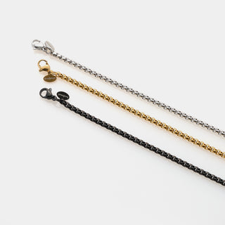 Bracciale acciaio maglia veneta stondata sezione media 3 mm lunghezza 18 cm + 3 allungo