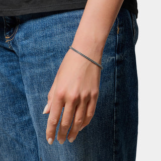 Bracciale acciaio maglia veneta stondata sezione media 3 mm lunghezza 18 cm + 3 allungo