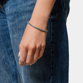 Bracciale acciaio maglia veneta stondata sezione media 4 mm lunghezza 18 cm + 3 allungo