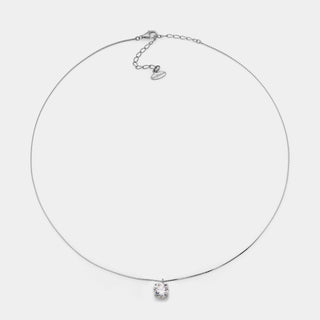 Collana argento rodiato punto luce con zircone bianco mm 60