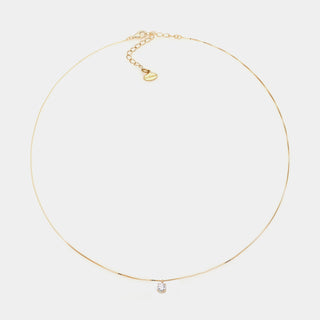 Collana argento dorato punto luce con zircone bianco mm 40