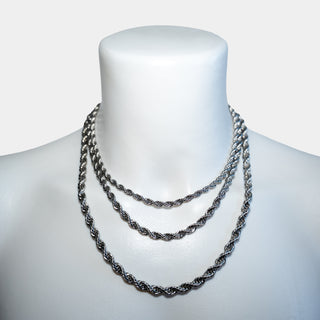 COLLANA ACCIAIO CATENA MAGLIA CORDA O TORCION 5MM