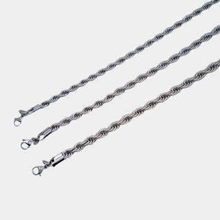 COLLANA ACCIAIO CATENA MAGLIA CORDA O TORCION 5MM