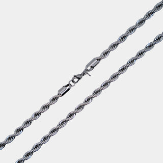 COLLANA ACCIAIO CATENA MAGLIA CORDA O TORCION 5MM