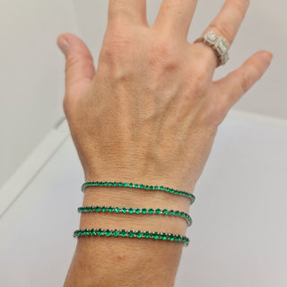 BRACCIALE ACCIAIO TENNIS E ZIRCONI VERDI MM 2,00