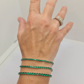 BRACCIALE ACCIAIO TENNIS E ZIRCONI VERDI MM 3,00