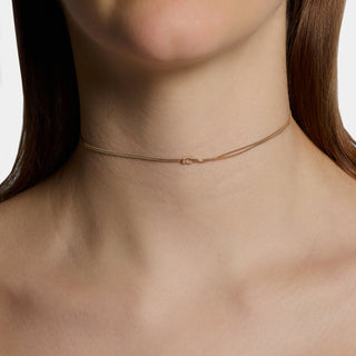 Collana CHOKER maglia CODA DI TOPO DOPPIA con NODO centrale in argento dorato ref. LC179