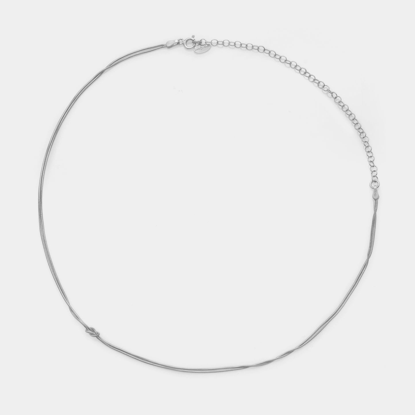 Collana CHOKER maglia CODA DI TOPO DOPPIA con NODO centrale in argento rodiato ref. LC180