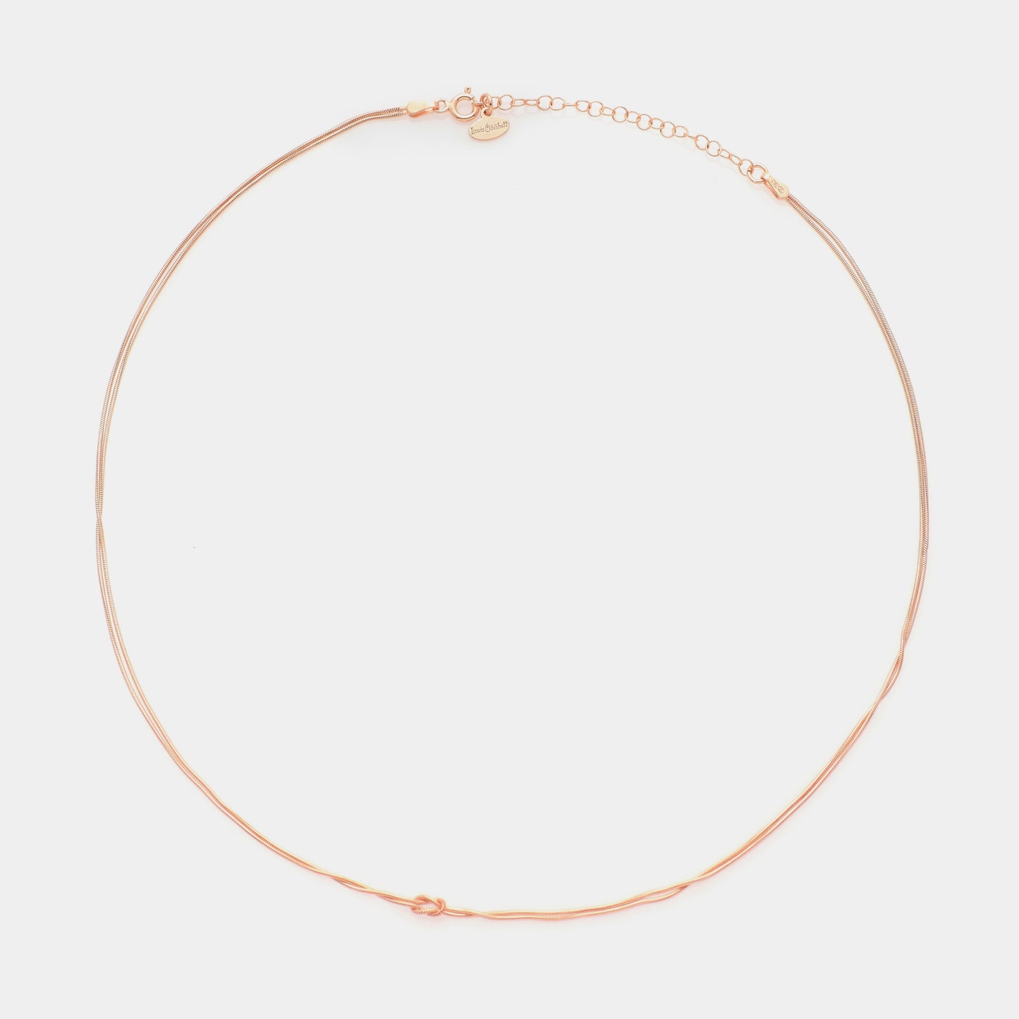 Collana maglia CODA DI TOPO DOPPIA con NODO centrale in argento rosato ref. LC185