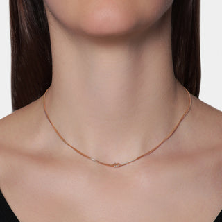 Collana maglia CODA DI TOPO DOPPIA con NODO centrale in argento rosato ref. LC185