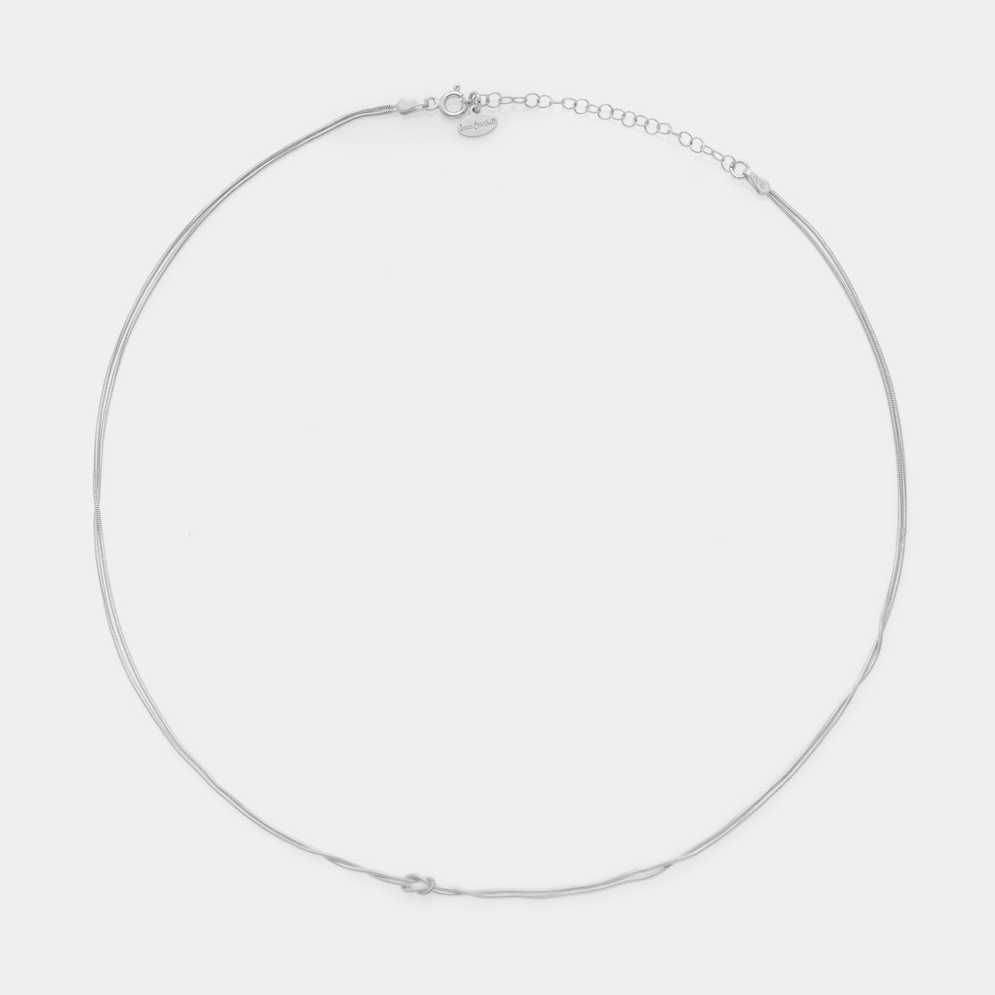 Collana maglia CODA DI TOPO DOPPIA con NODO centrale in argento rodiato ref. LC186