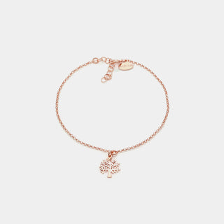 Bracciale argento rosato con pendente albero della vita traforato