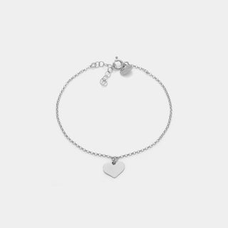 Bracciale argento rodiato con pendente cuore classico