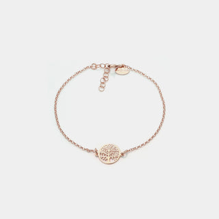 Bracciale argento rosato con centrale albero della vita traforato