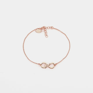 Bracciale argento rosato con centrale infinito traforato e scritta LOVE