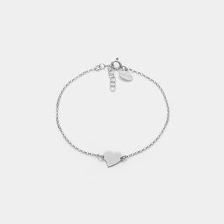 Bracciale argento rodiato con centrale cuore storto